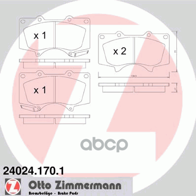 Колодки торм. перед. Mitsubishi Pajero IV, Toyota Prado III Zimmermann арт. 24024.170.1