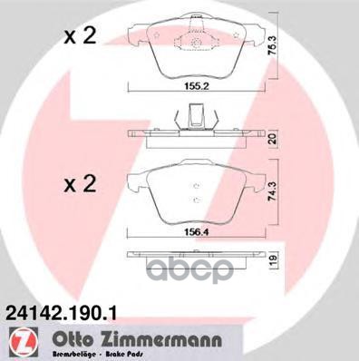 Колодки торм.пер. ZIMMERMANN 241421901 Zimmermann арт. 241421901