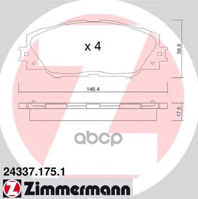 Колодки тормозные дисковые Toyota Zimmermann арт. 24337.175.1