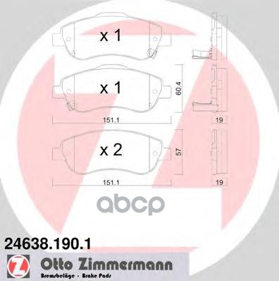 Колодки передние ZIMMERMANN 246381901 Zimmermann арт. 246381901