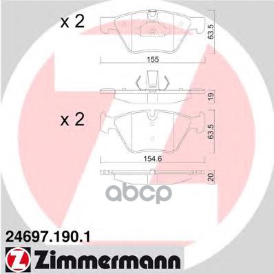 Колодки тормозные пер. BMW 5-Серия (F10) 523-530D 10> ZIMMERMANN 24697.190.1 Zimmermann арт. 24697.190.1