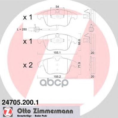 Колодки тормозные передние VW AD ZIMMERMANN 24705.200.1 Zimmermann арт. 24705.200.1