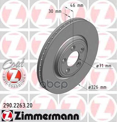 Диск тормозной передний мост JAGUAR STYPE XFXJXK ZIMMERMANN 290226320 Zimmermann арт. 290226320