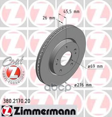 Диск тормозной передний MITSUBISHI LANCER IX ZIMMERMANN 380.2170.20 Zimmermann арт. 380.2170.20
