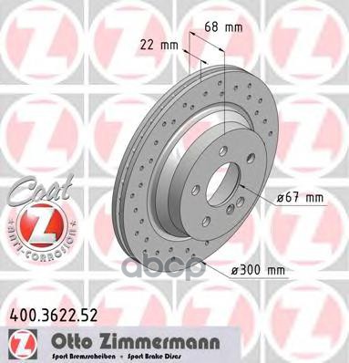 Диск тормозной задний MERCEDES SPORT Coat Z MB W211/S211/C219 ZIMMERMANN 400.3622.52 Zimmermann арт. 400.3622.52