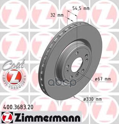 Диск тормозной вентилируемый пер. MLClass III (W166) ML 350 BlueEfficiency 4matic  306 ZIMMERMANN 400368320 Zimmermann арт. 4...