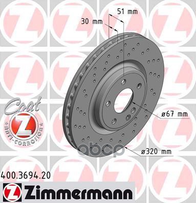 Диск тормозной передний MB A-CLASS W176 B-CLASS W246 11 ZIMMERMANN 400369420 Zimmermann арт. 400369420