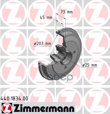Барабан Тормозной Задн Peugeot 206/Citroen С2, С3 (4 Отв) Zimmermann 440183400 Zimmermann арт. 440183400
