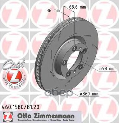 Диск Тормозной Porsche Right Coat Z Panamera 3.0 D 08.2011- Panamera 3.0 S E-Hybrid 03.2011- Zimmermann арт. 460158120